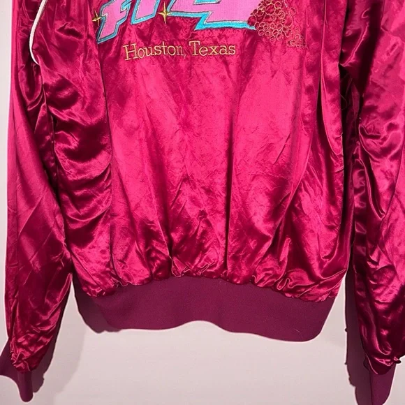 Vintage FIZZ Houston Texas Satin Bomber Jacket - Picture 3 of 6